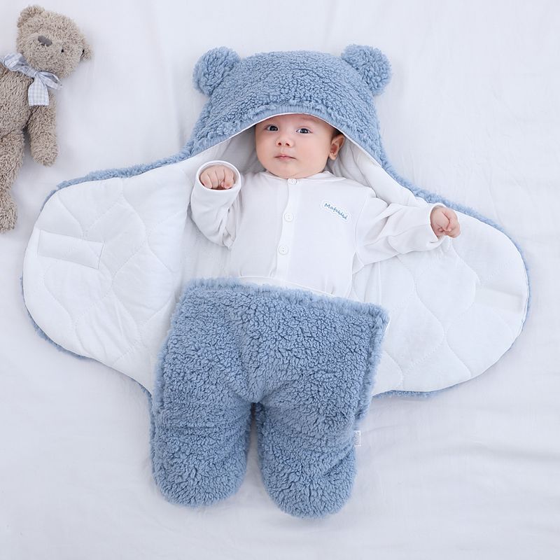 Baby in a teddy fleece sleeping bag