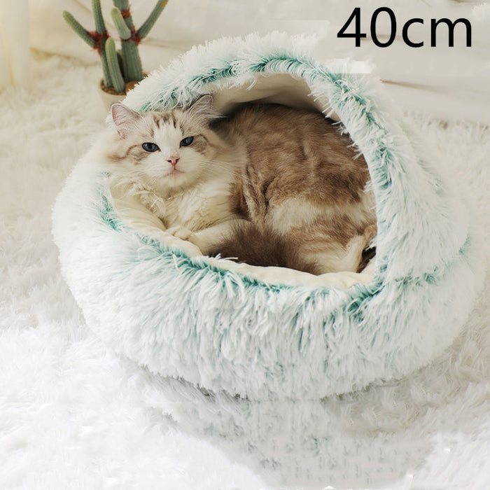 Harwelton Plush 2-in-1 Pet Bed with Fold-Over Hood, 40 to 65 cm