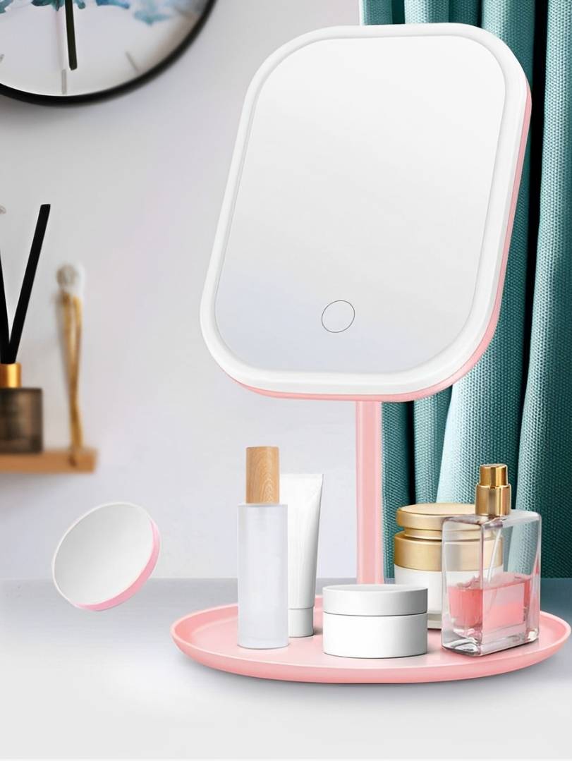 Portable LED Make-Up Mirror with Three Light Modes and Dimmer