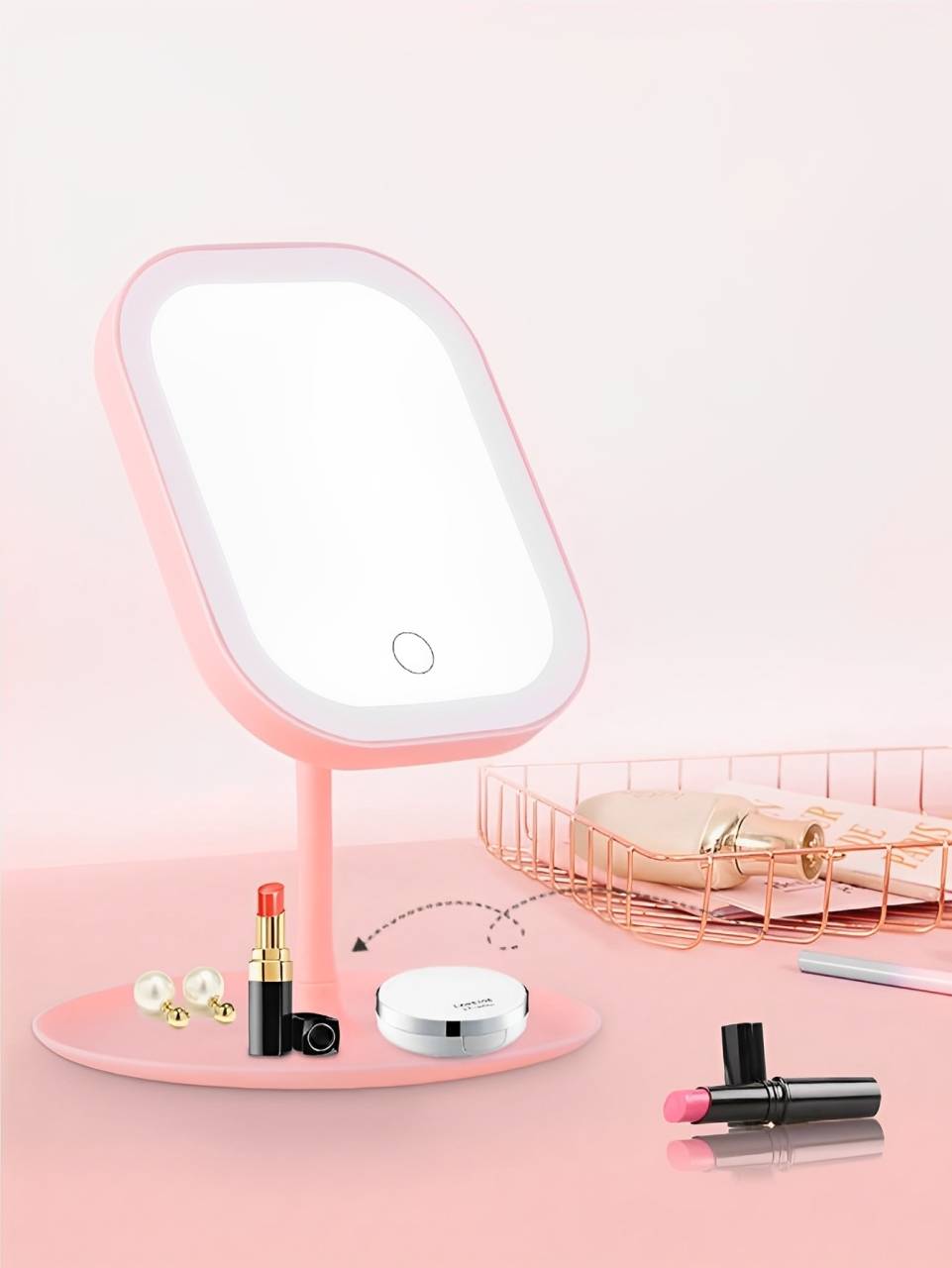 Portable LED Make-Up Mirror with Three Light Modes and Dimmer
