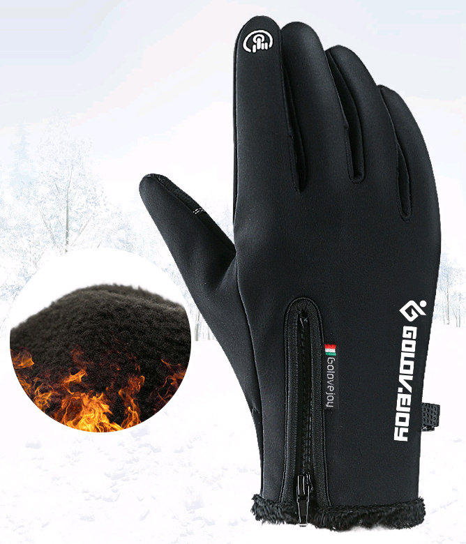 Fleece Thermal Gloves with Zip Cuff and Touchscreen Tips