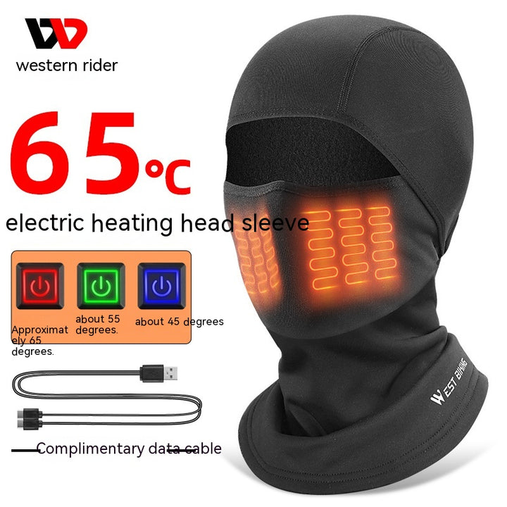 Cycling Heating Hood With Battery, Electric Warm Face Mask