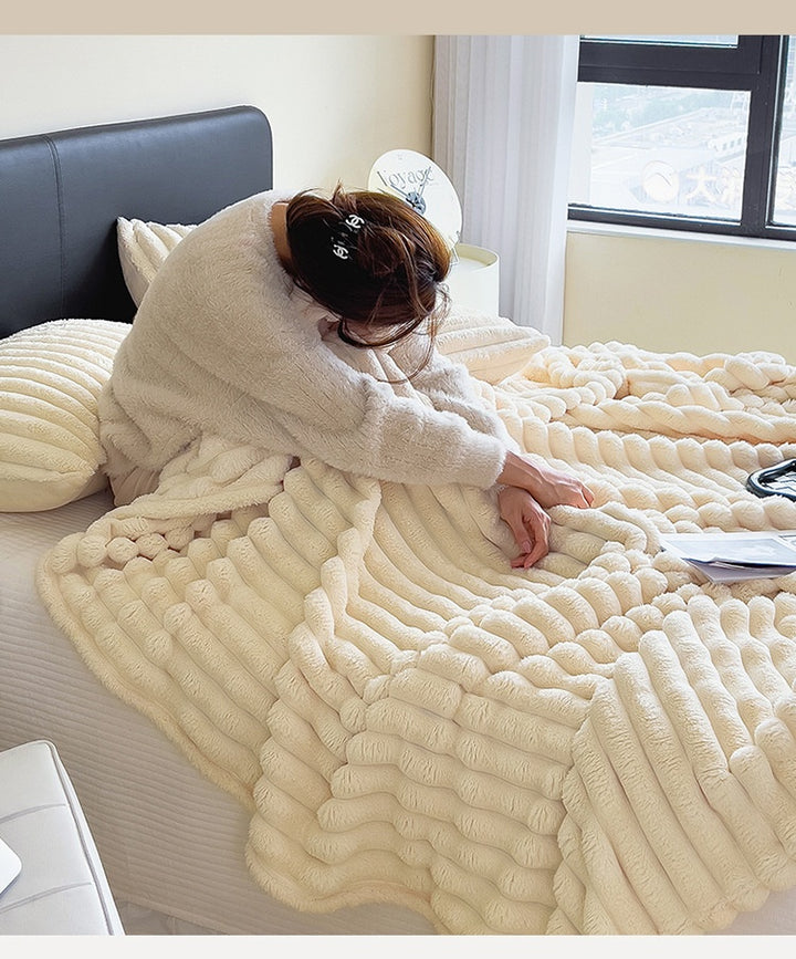 Thick faux rabbit fur throw