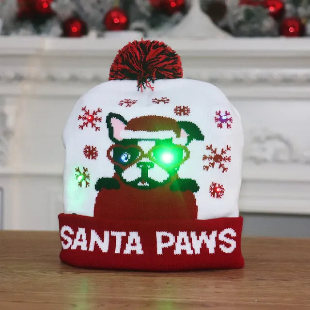 Harwelton™ LED Light-Up Knitted Christmas Hat for Kids &amp; Adults