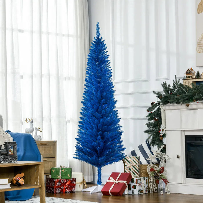 Harwelton Blue Slim Pencil Christmas Tree, 6ft Unlit