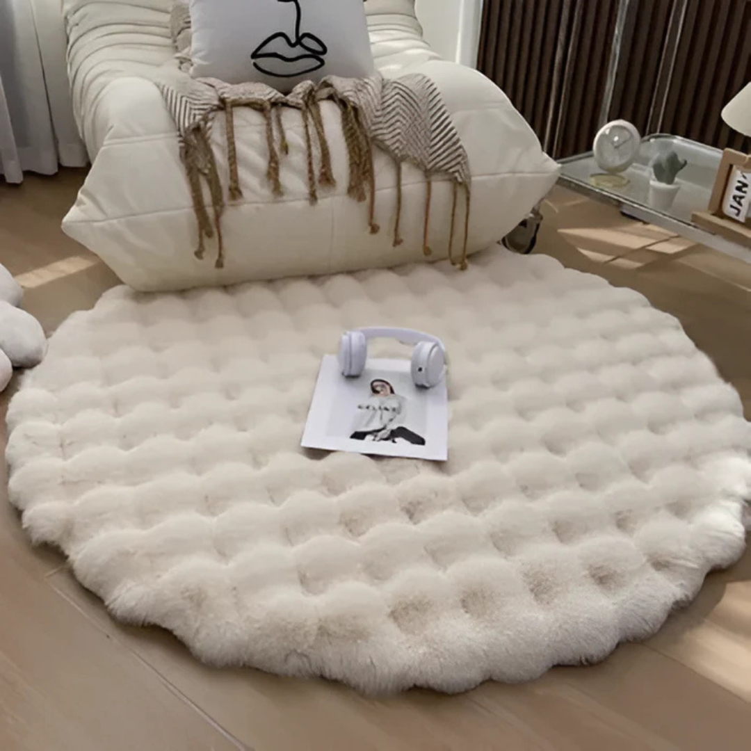 Round Fleece Rug 90x90 cm Soft Anti-Slip