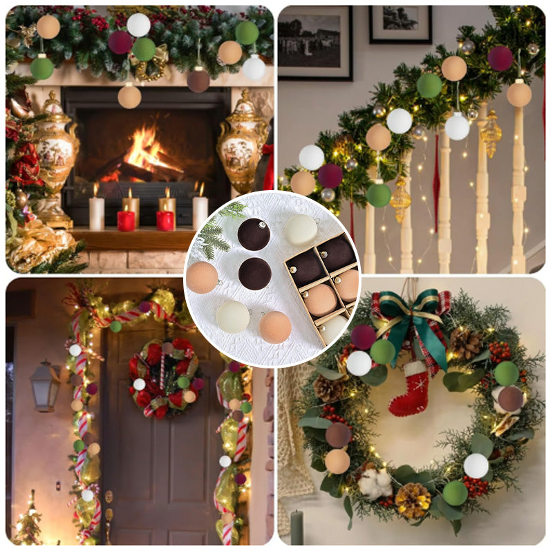 Velvet Christmas Baubles Set of 12 with Soft Matte Finish