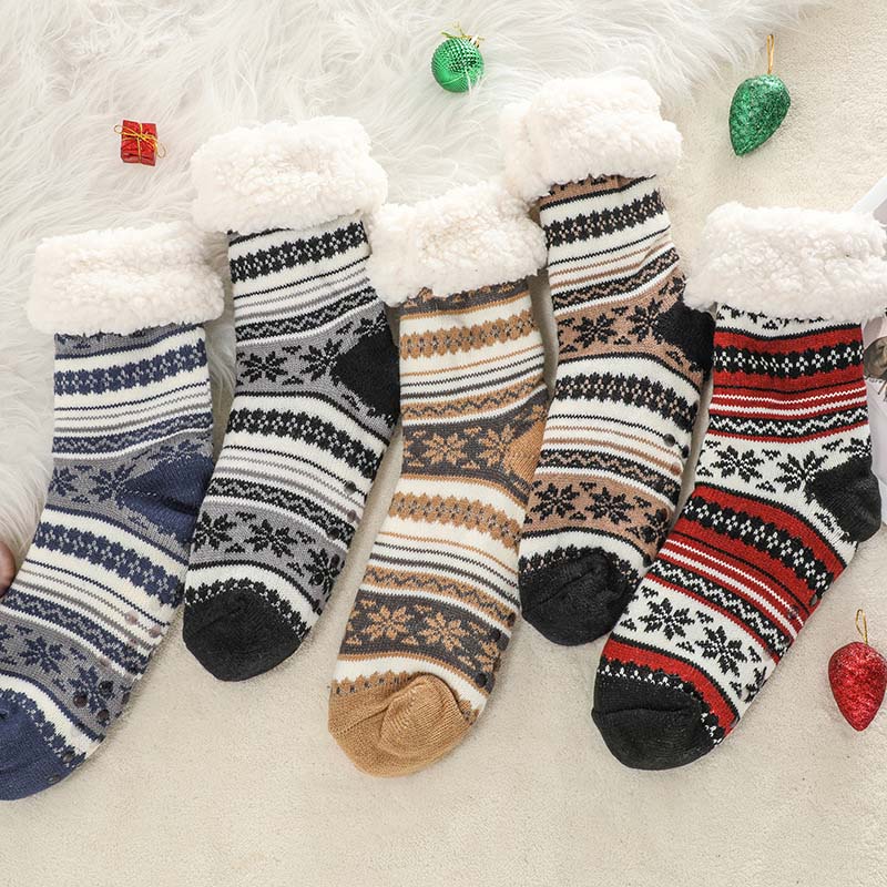 Ultra-Thick Snowflake Slipper Socks with Silicone Grips