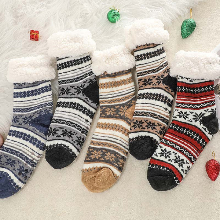 Ultra-Thick Snowflake Slipper Socks with Silicone Grips