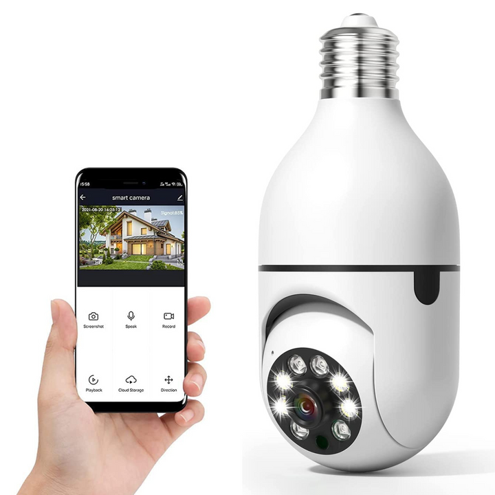 Light Bulb Security Camera with 360° View and Night Vision