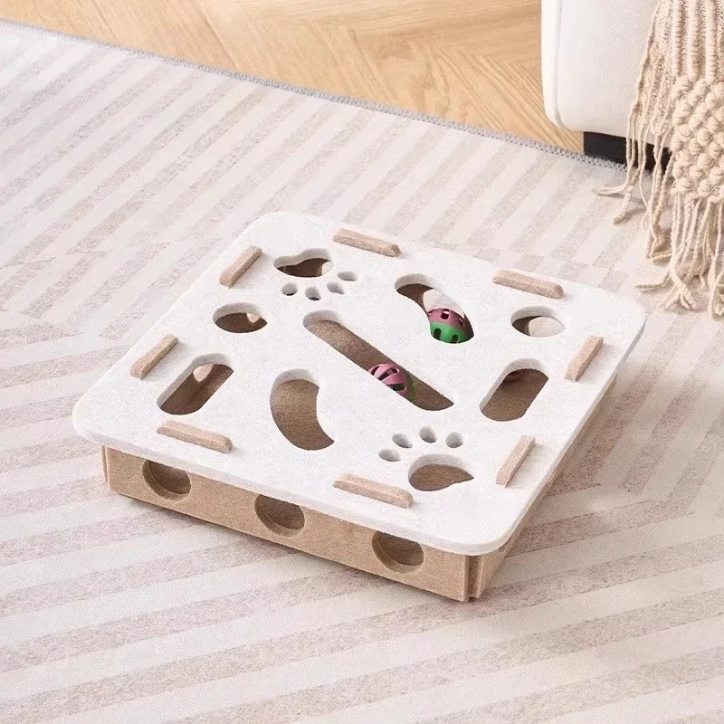 Felt Cat Puzzle Box with Hidden Bells for Indoor Play