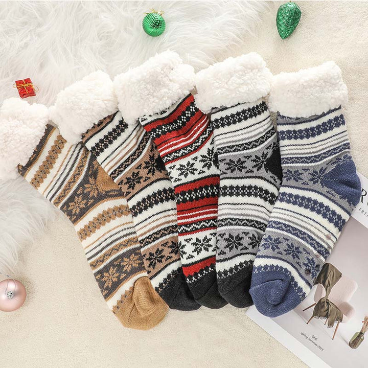 Ultra-Thick Snowflake Slipper Socks with Silicone Grips
