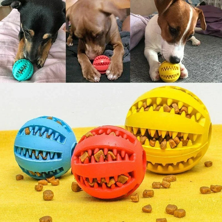 Tough Rubber Treat Ball for Dogs and Cats, Chew and Fetch Toy