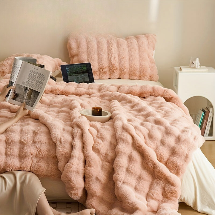 Double-Sided Fleece Blanket in Silky Faux Rabbit Fur