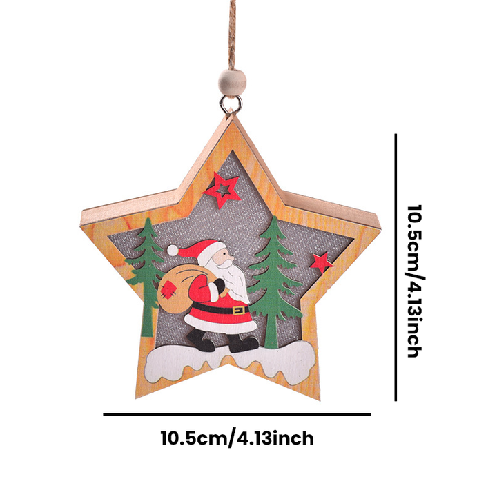 Wooden Christmas Light Box Ornament in Round or Star Shape