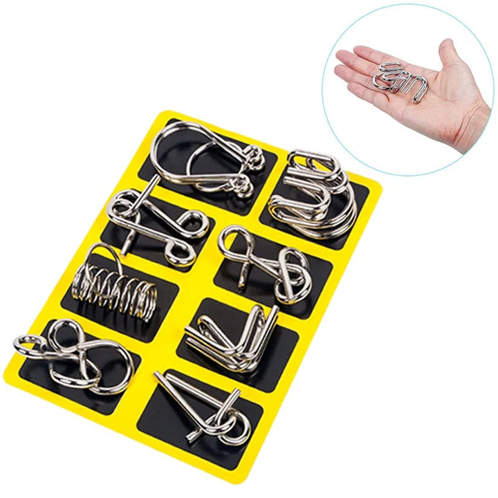 8-Piece Metal Puzzle Ring Set – Brain Teasers for All Ages