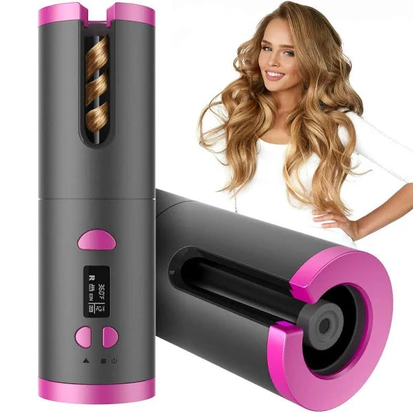 Cordless Automatic Hair Curler with Ceramic Chamber and Timer