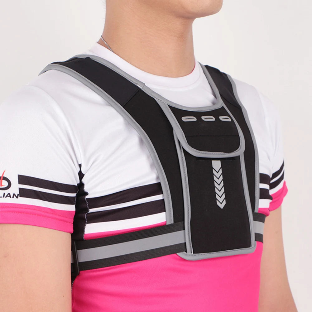 Reflective Running Vest Chest Bag with Large Phone Pocket