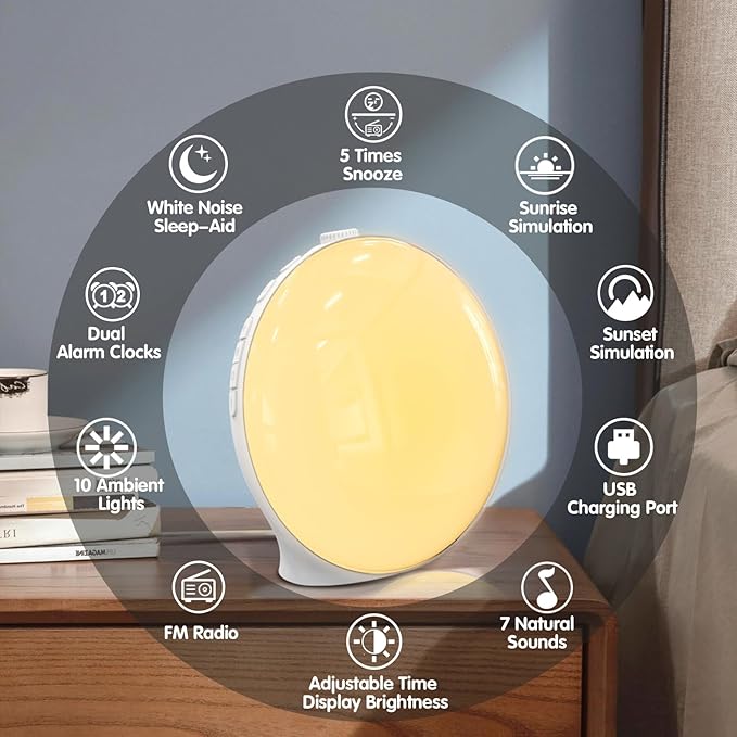 Sunrise Alarm Clock with Wake-Up Light and Nature Sounds