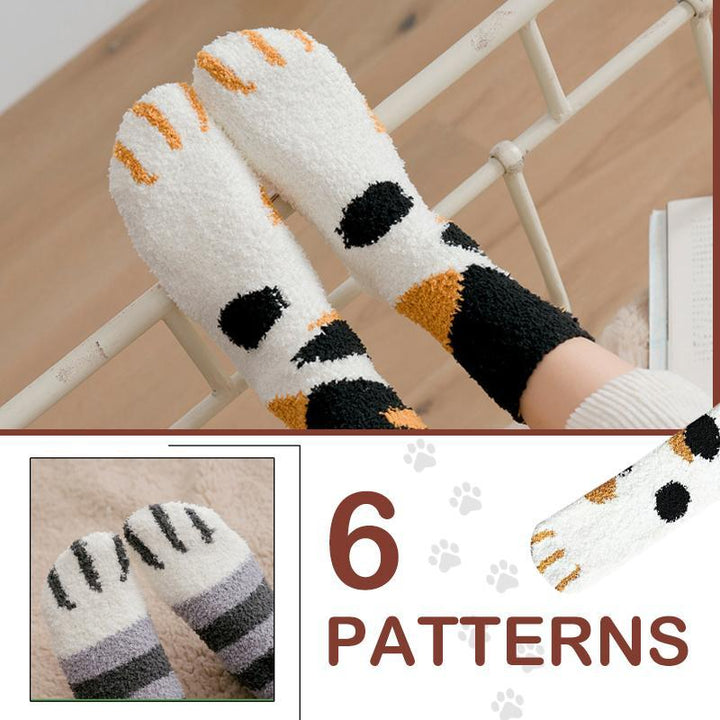 Harwelton™ Cosy Cat Paw Socks in Soft Coral Fleece, One Size Fits Most