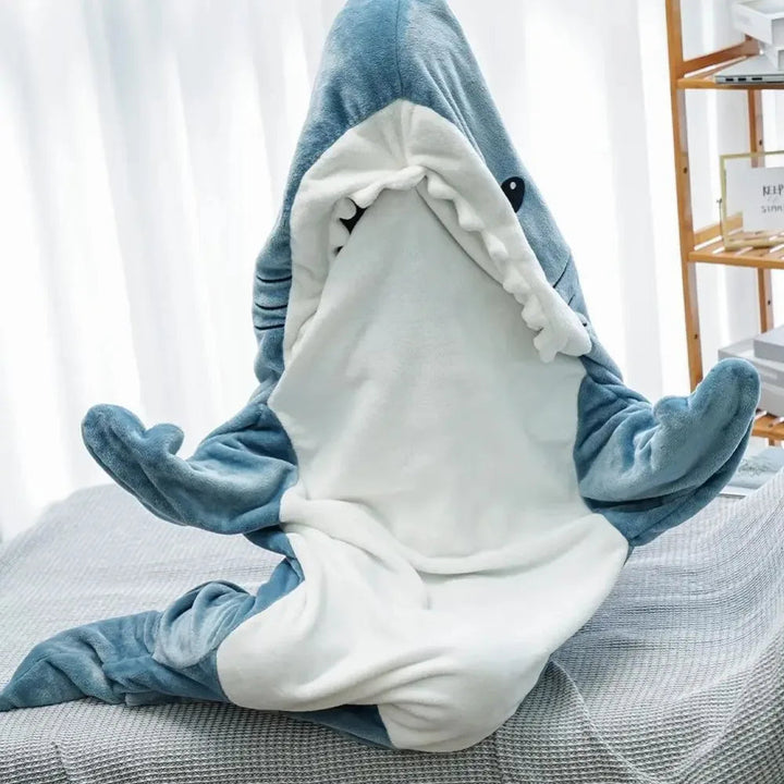Harwelton™ Soft Flannel Shark Hoodie Blanket with Leg Wrap