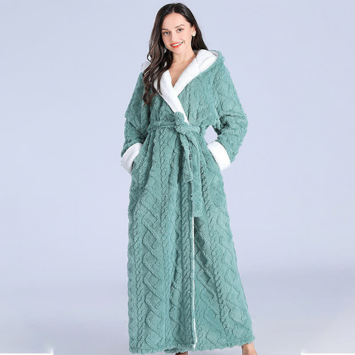 Harwelton™ Long Plush Hooded Dressing Gown with Two Front Pockets