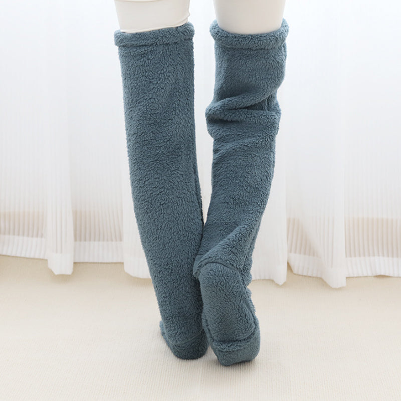 Fluffy Footless Leg Warmer Socks for Knees and Thighs