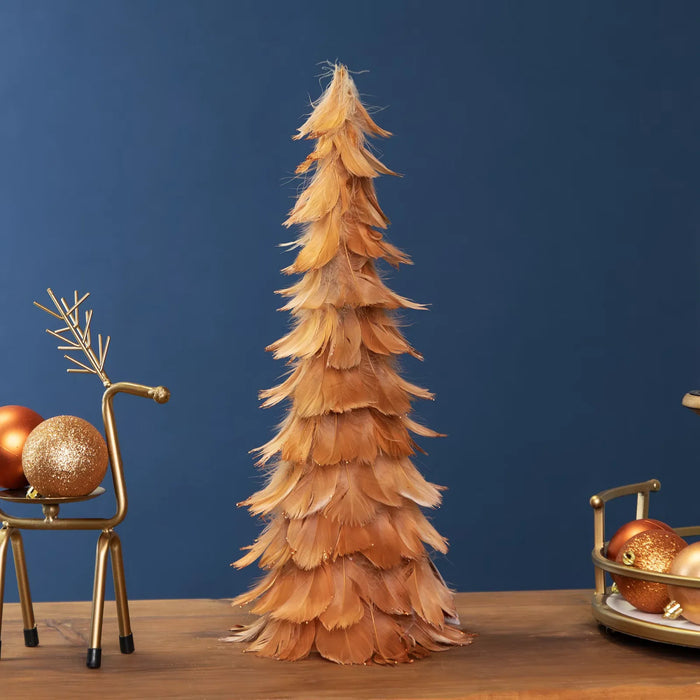 Harwelton Rust Orange Feather Cone Christmas Tree Decoration
