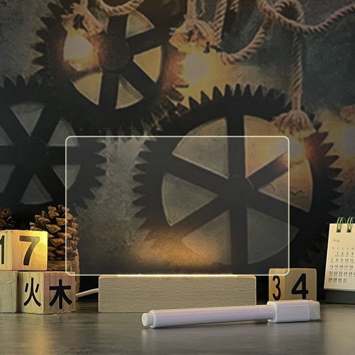 Harwelton LED Message Board Lamp with Pen on a Wooden Base