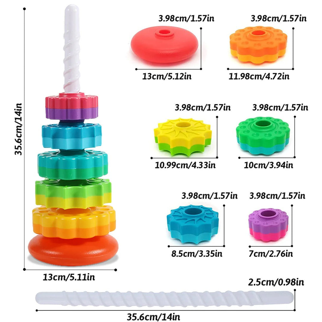Spinning Stacking Toy with Six Colourful Discs