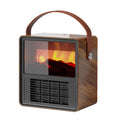 Wood-finish small heater with flame effect