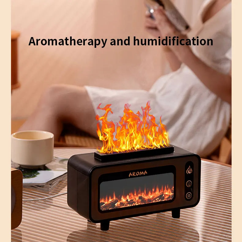 Fireplace Flame Aroma Diffuser With Humidistat, 200ml, 7 Colours