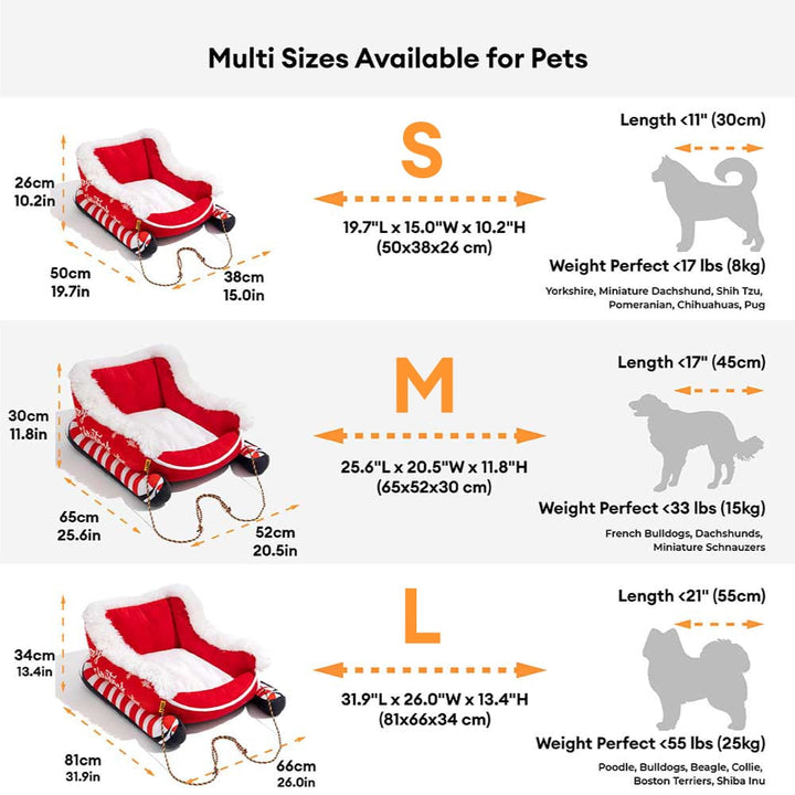 Sleigh-Shaped Dog Bed with Plush Faux Fur for Cosy Winters