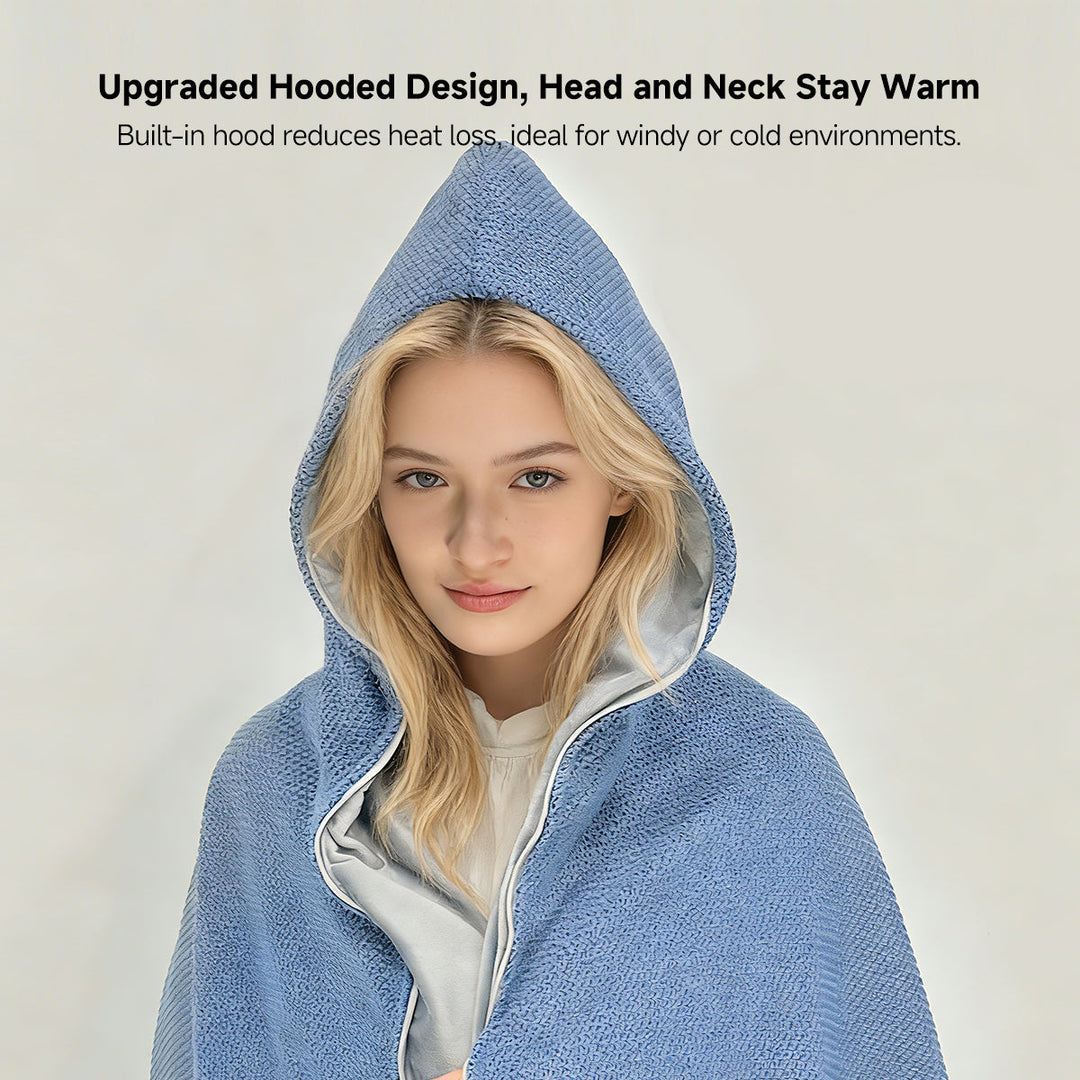 Harwelton™ Hooded USB Heated Shawl with Zip and 3 Heat Settings
