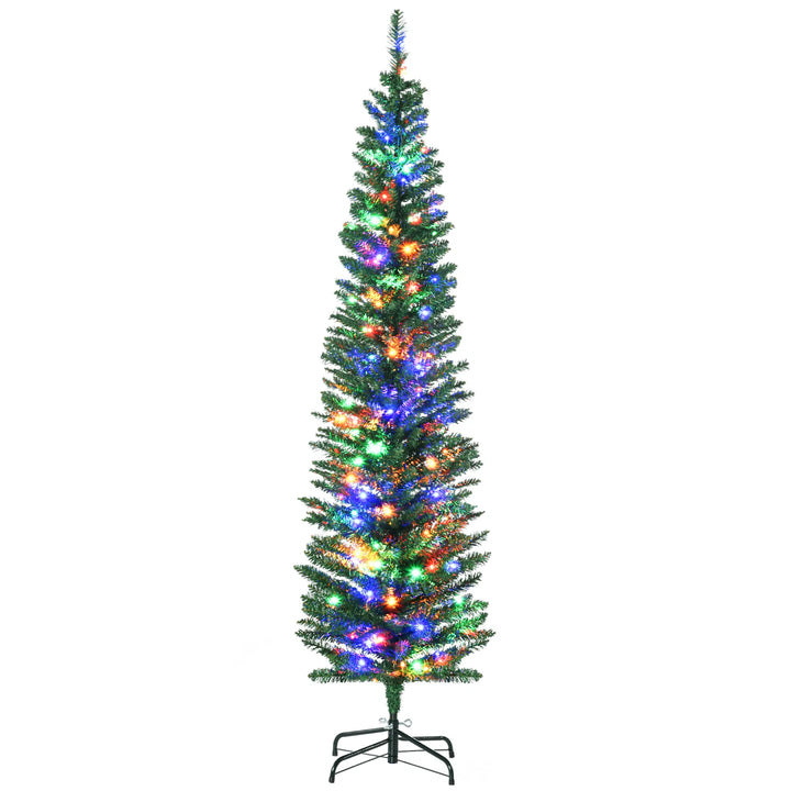 Green pencil tree with multicoloured lights