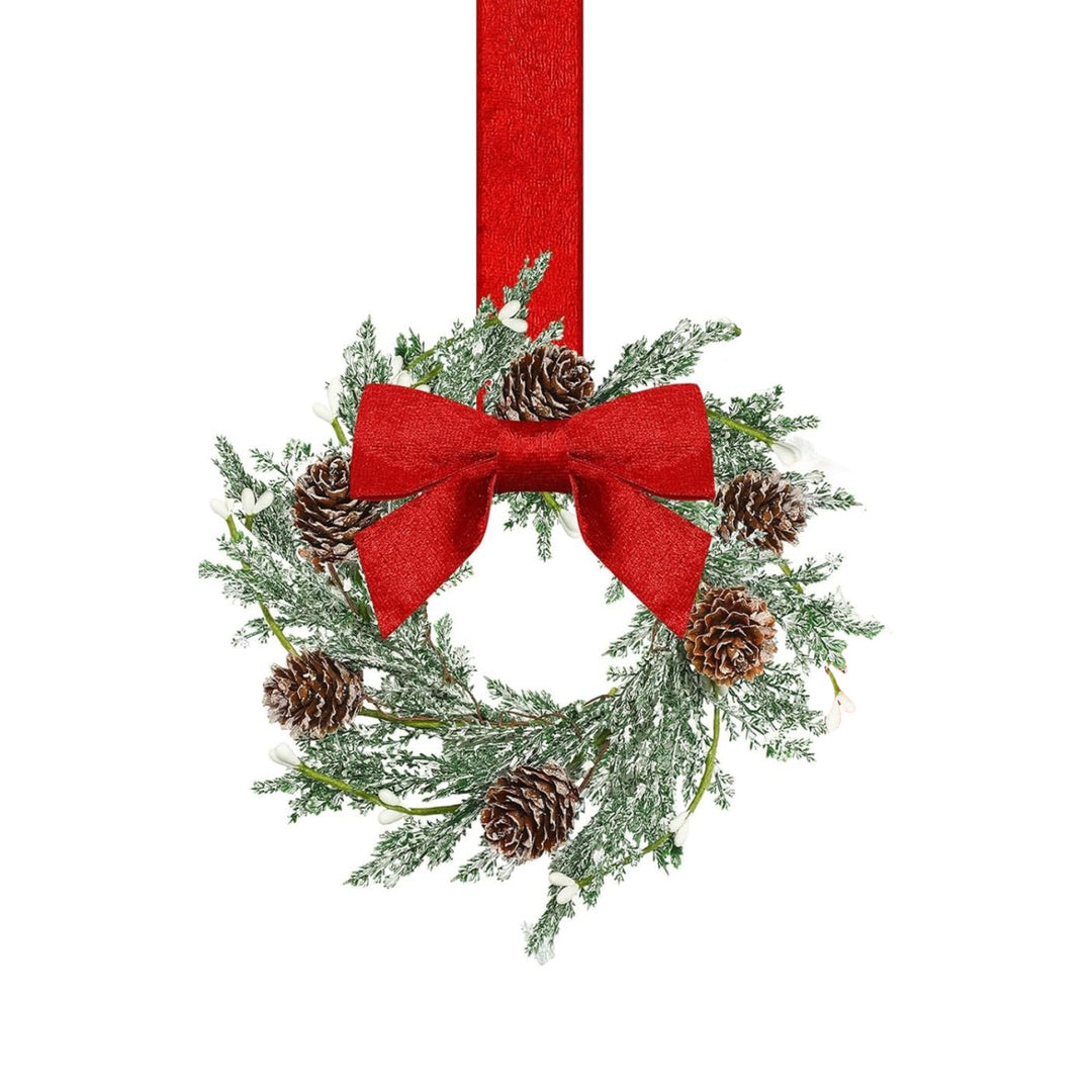 Small Christmas wreath with red ribbon bow