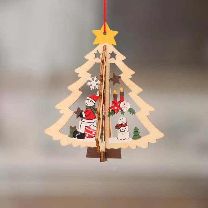 Harwelton™ Laser-Cut 3D Wooden Christmas Tree Ornaments – Star, Bell & Bear
