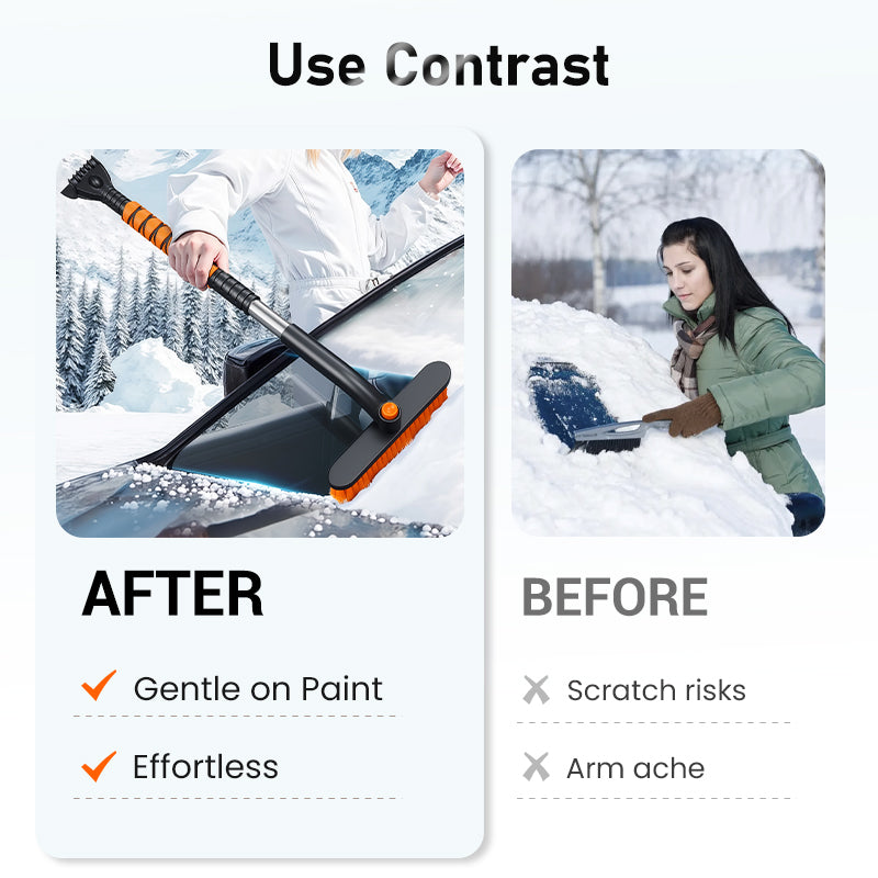 3-in-1 Telescopic Snow Brush and Ice Scraper with Swivel Head