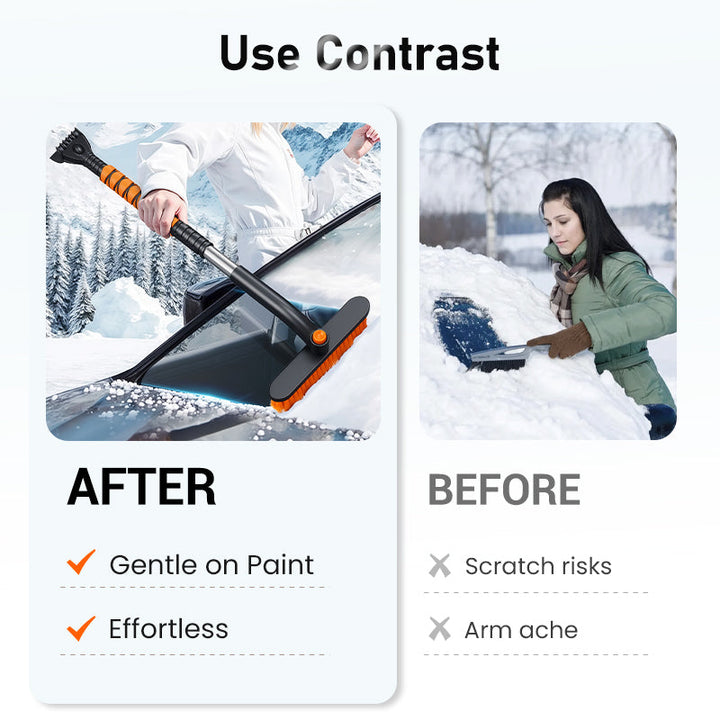 3-in-1 Telescopic Snow Brush and Ice Scraper with Swivel Head