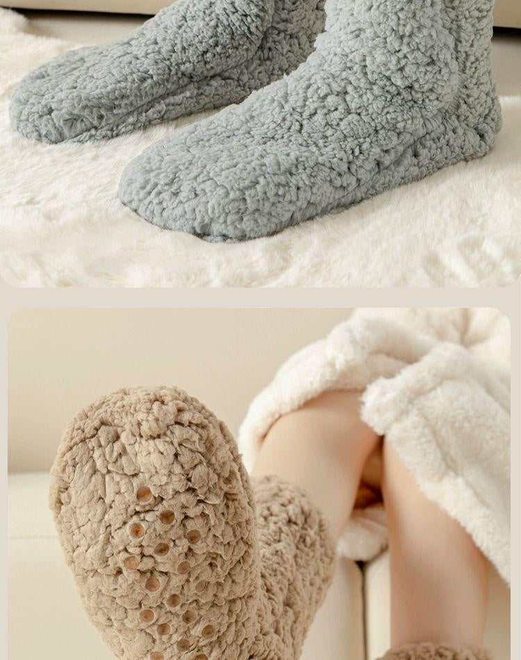 Extra thick fluffy house socks in pink