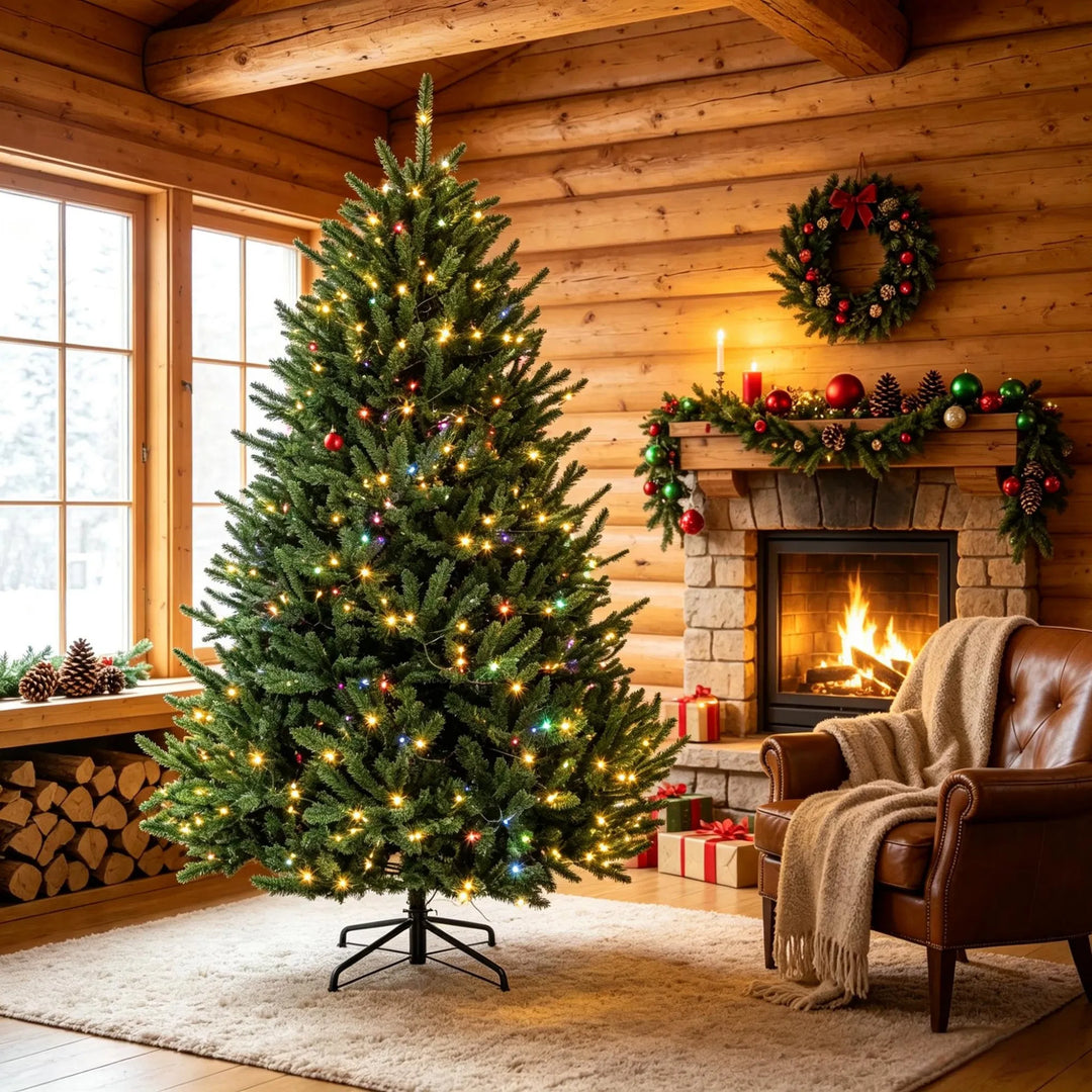 Full green pre-lit tree with foot pedal
