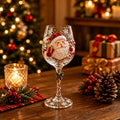 Christmas wine glass with Santa decorated stem
