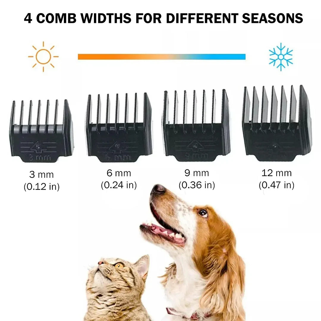 Quiet Cordless Pet Grooming Clippers with 4 Guide Combs