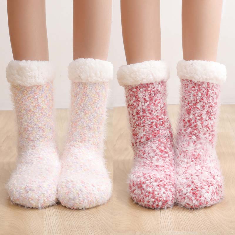 Sherpa-Lined Slipper Socks with Anti-Slip Silicone Soles