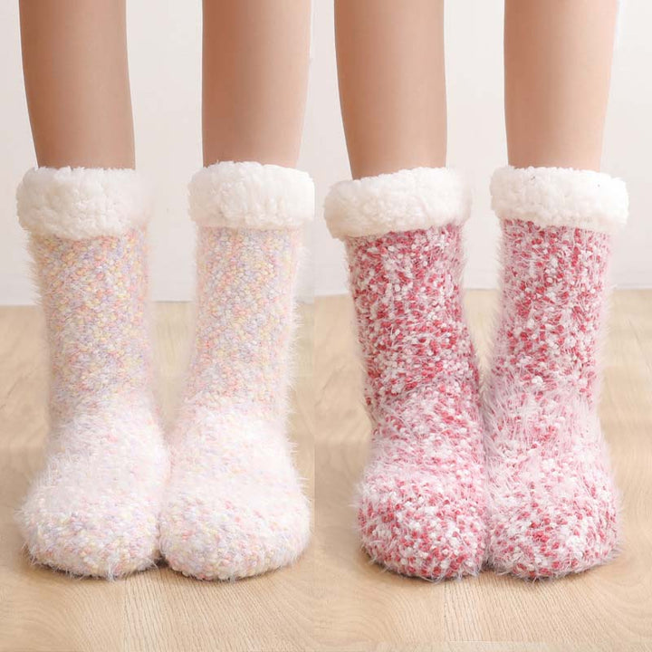 Sherpa-Lined Slipper Socks with Anti-Slip Silicone Soles