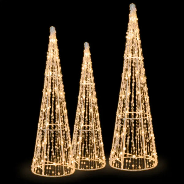 Harwelton Set of 3 Lighted Outdoor Cone Christmas Trees