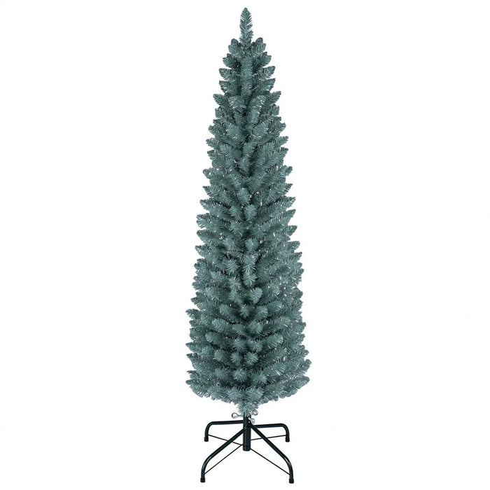 Harwelton Frosted Slim Christmas Tree with Silver Tips, 5ft