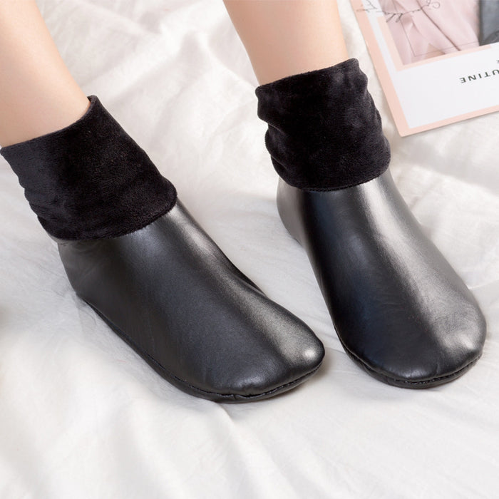 Harwelton Fleece Lined Slipper Boots in Faux Leather