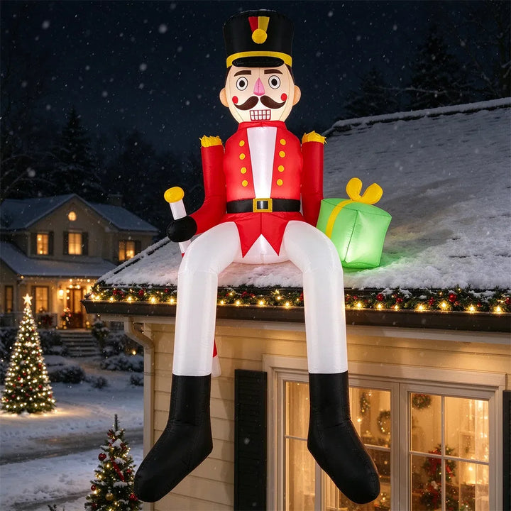 Giant inflatable sitting nutcracker