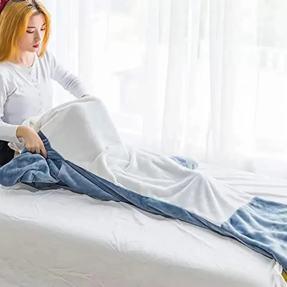 Harwelton™ Soft Flannel Shark Hoodie Blanket with Leg Wrap